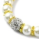 Pulseras de cuentas de perlas de imitación de vidrio para mujer. BJEW-JB10034-01-3