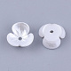 樹脂模造パールビーズキャップ  3花びら  花  ホワイト  10x10.5x4mm  穴：1.4mm X-RESI-T040-007B-2