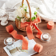 綿の素朴な擦り切れた縁のリボン  ウッドスプール付きタッセルフリンジリボン  結婚式のための  花束  招待状  ダークオレンジ  1-5/8インチ（40mm）  約5.47ヤード（5m）/ロール OCOR-WH0071-029E-4