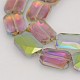 Rectangle Electroplate Rainbow Plated Glass Beads Strands EGLA-P002-F07-2