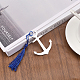 Chgcraft 20 pz segnalibri modello di ancoraggio da 7.5 pollici con nappa blu segnalibri in acciaio inossidabile accessori da lettura per amici insegnanti studenti topo di biblioteca decorazioni regalo sounvenirs OFST-WH0002-12P-03-4