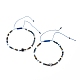 Set di bracciali con perline intrecciate in filo di nylon regolabile con perline di agata nera naturale BJEW-JB06453-1