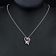 Silver Plated Brass Cubic Zirconia Heart with Flower Pendant Necklaces NJEW-BB06045-C-5