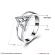 トレンドの真鍮製キュービックジルコニア指輪  三角形  銀色のメッキ  usサイズ8（18.1mm） RJEW-BB27920-8-6
