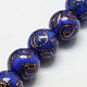 Handmade Glass Gold Sand Lampwork Round Beads Strands PORC-L012-03-2