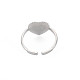 304 anello per polsino aperto a cuore in acciaio inossidabile da donna RJEW-S405-219P-2
