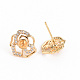 Brass Micro Pave Clear Cubic Zirconia Stud Earring Findings KK-S356-239-NF-2