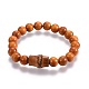 Bracelets extensibles de perles de bois pour hommes BJEW-JB04122-02-1