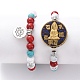 Buddhist Theme Guan Yin & Lotus Stretch Bracelets Sets BJEW-JB04874-03-2