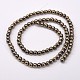 Round Electroplate Non-magnetic Synthetic Hematite Beads Strands G-P065-01-1