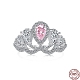 Anillo de dedo hueco de circonita cúbica rosa de plata de ley chapada en rodio para mujer RJEW-F150-07B-P-1