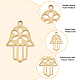 Dicosmétique 60 pièces pendentifs main de hamsa main avec breloques de fleur connecteur en filigrane breloques main dorée de fatima pendentifs creux découpés au laser pour la fabrication de bijoux STAS-DC0013-31-3