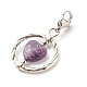 Alloy Linking Rings & Heart Natural Amethyst Pendant Decorations HJEW-JM00604-05-4