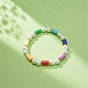 Heishi en pâte polymère & perle de verre & bracelet extensible en perles de laiton pour femme BJEW-JB08754-5