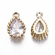 Brass Clear Cubic Zirconia Charms KK-S359-129-B01-RS-2