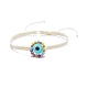 Flat Round with Evil Eye Glass & Resin Braided Bead Bracelet for Women BJEW-JB08077-4