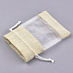 綿＆オーガンジーの梱包袋巾着袋  ライトカーキ  13.1~14.5x9.5~10cm ABAG-S004-09B-10x14-3