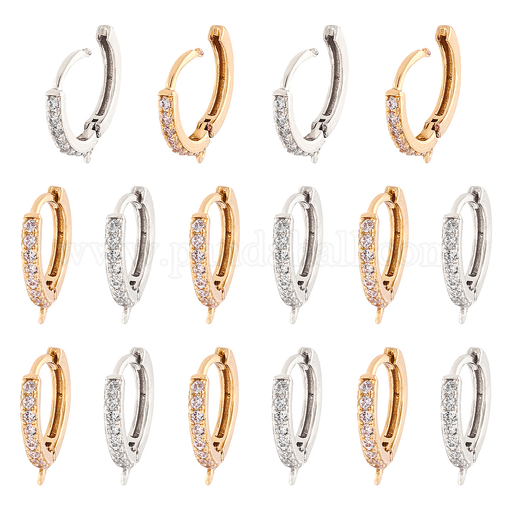 Wholesale Brass Micro Pave Cubic Zirconia Huggie Hoop Earring Findings