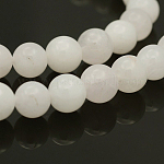 Natürliche runde weiße Jade Perle Stränge, 6 mm, Bohrung: 1 mm, ca. 65 Stk. / Strang, 15.7 Zoll