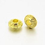 チベット風合金スペーサービーズ  双円錐形  ゴールドカラー  鉛フリー＆カドミウムフリー  6.5x3.5mm  穴：2mm
