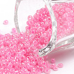 Perles de rocaille en verre, Ceylan, ronde, rose, 2mm, Trou: 1mm, environ 30000 pcs / livre