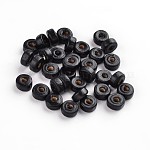 Perles en bois d'érable naturel, sans plomb, plat rond, teinte, noir, 6x3mm, Trou: 2mm