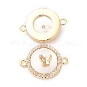 Brass Micro Pave Clear Cubic Zirconia Connector Charms KK-K333-44G