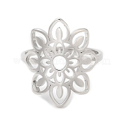 304 Stainless Steel Hollow Flower Adjustable Ring for Women RJEW-M149-09P