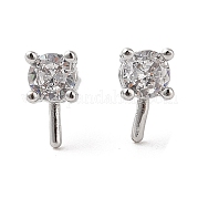 Серьги-гвоздики из латуни с прозрачным фианитом KK-G491-53P