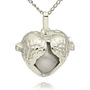 Silver Color Plated Brass Hollow Heart Cage Pendants KK-J241-02S