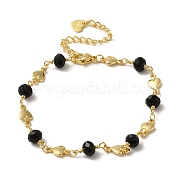 Латунные браслеты-цепочки с сердечками BJEW-L685-06KCG