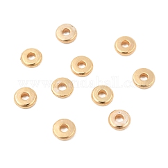 Latón entrepieza de abalorios, Sin cadmio y níque y plomo, disco, real 18k chapado en oro, 4x1mm, agujero: 1.2 mm