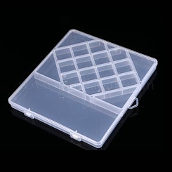 Plastic Bead Storage Containers, 24 Compartments, Rectangle, Clear,  19x13x2.2cm, Hole: 6x16.5mm, Compartment: 30x30mm