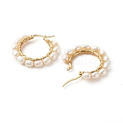Orecchini a cerchio in ottone con perle di perle naturali&nbsp;EJEW-JE04565-01