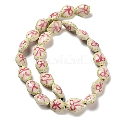Perles en porcelaine faites à la main imprimées sur le thème des fleurs&nbsp;LAMP-D303-06A-02