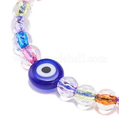 Bracciale da donna in acrilico malocchio e perline intrecciate rotonde a lampwork&nbsp;BJEW-JB08379-04