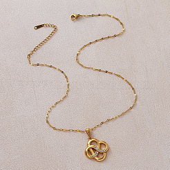 Collares con colgante de nudo chino de acero inoxidable 304 vintage con cristales y rhinestone para mujer.&nbsp;FG6266