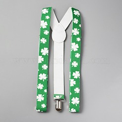 Strapazierfähige Hosenträger in Y-Form aus verstellbarem Polyester mit Kleeblattmuster&nbsp;AJEW-WH0282-89A