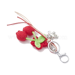 4 porte-clés en coton crocheté fait main avec des fleurs&nbsp;KEYC-JKC01403