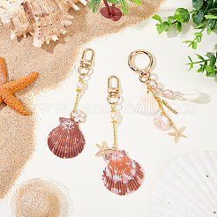 3 pièce 3 styles de décorations pendentifs en coquillage naturel&nbsp;HJEW-GA00077
