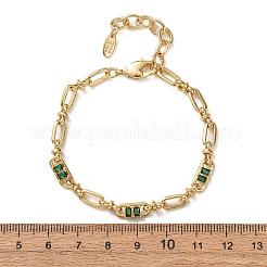 Bracelets à maillons ovales et en laiton sertis de micro-pavés de zircone cubique&nbsp;BJEW-D458-01G-05