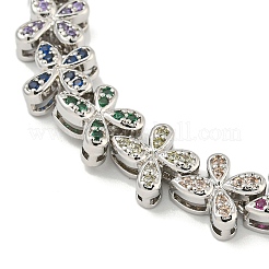 Gestellplattierung Messing Pavé Zirkonia Schmetterling Link Armbänder für Frauen&nbsp;BJEW-B110-05P