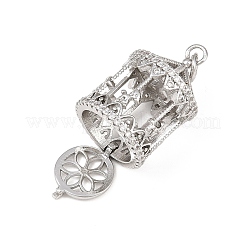 Messing Micro Pave klare Zirkonia klare Medaillon Anhänger&nbsp;KK-H524-09P