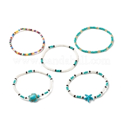 Set di braccialetti elastici con perline in vetro stile 5 pz 5&nbsp;BJEW-JB07800