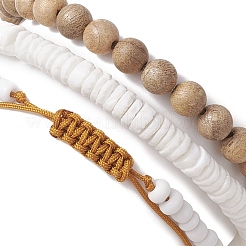 3 stücke 3 arten schildkröte runde holz & disc muschel perlen stretch armband sets&nbsp;BJEW-JB10311