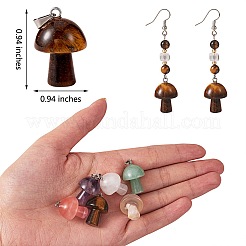 6pcs 6 couleurs pendentifs en pierres précieuses naturelles et synthétiques&nbsp;G-SZ0001-89