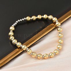 Stretch-Armbänder aus Messing mit runden Perlen für Damen&nbsp;BJEW-B148-01GP