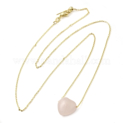 Collier pendentif coeur en quartz rose naturel avec chaînes câblées en alliage doré&nbsp;NJEW-G116-01A