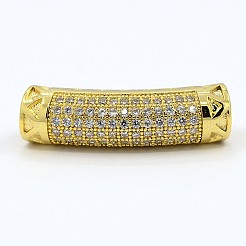 Cz Schmuck Messing Micro Pave Zirkonia hohlen gekrümmten Rohr Perlen&nbsp;ZIRC-M024-11