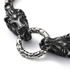 Bracciali con catene a testa di leone in acciaio inossidabile 304 per uomo e donna&nbsp;BJEW-D031-27B